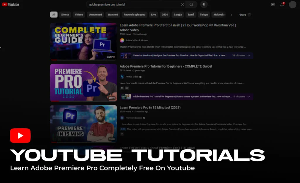 learn adobe premiere pro - youtube videos - framestofortune