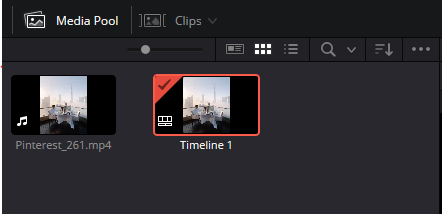 Davinci Resolve Media Pool section in color tab