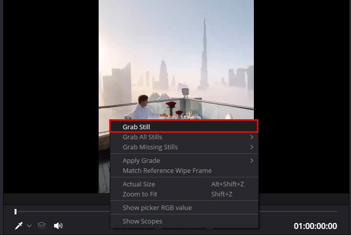 How to Grab Still any footage in color tab of DaVinci Resolve 