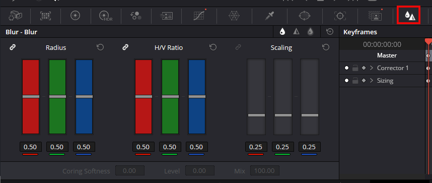 blur bar - Complete Guide to the Color Tab in DaVinci Resolve 19 - Video Editing