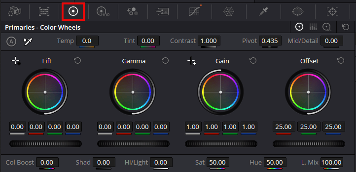 color wheel - Complete Guide to the Color Tab in DaVinci Resolve 19 - Video Editing