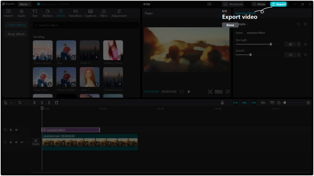 export capcut video