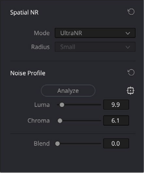 UltraNR AI of davinci resolve 19 showing luma and chroma.