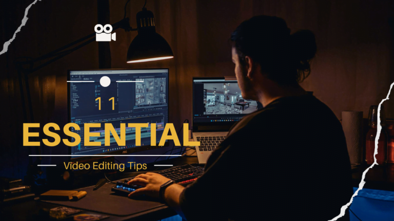 11 essentail video editing tips. A video editor working on his computer