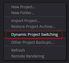 dynamic project switching in davinci resolve studio 19 