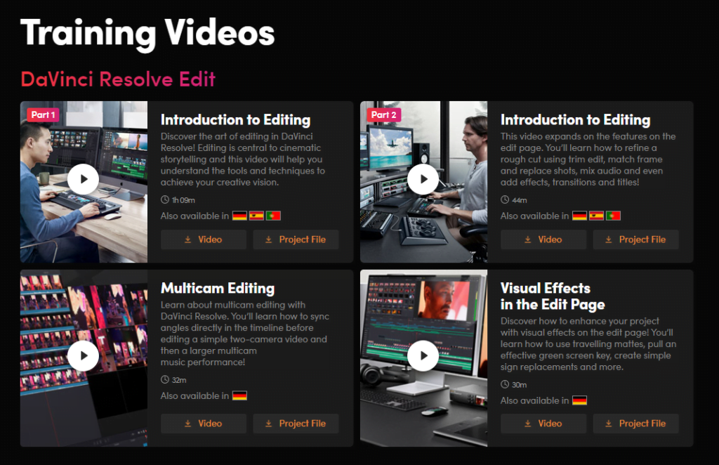 Free training video from blackmagic of davinci resolve studio 19 