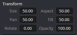 Transform section of window of davinci resolve studio 19